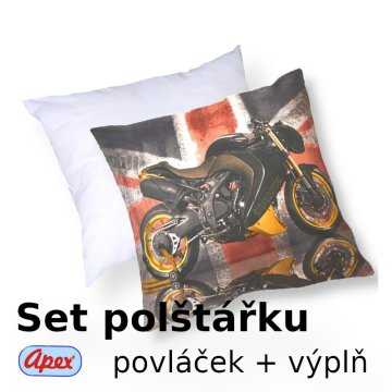 3D povláček na polštářek Apex - Motorky - set Polštářek s výplní + Povláček