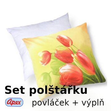 3D povláček na polštářek Apex - Tulipány - set Polštářek s výplní + Povláček