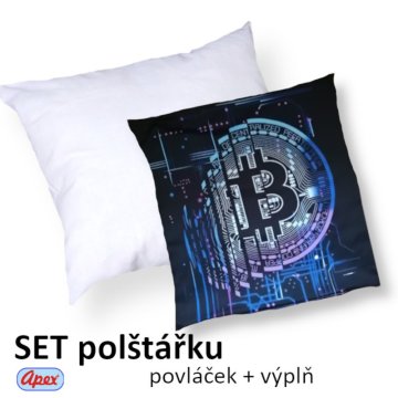 3D povláček na polštářek Apex - Bitcoin - Polštářek s výplní (100% pes kuličkové duté vlákno)